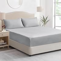 Tifschlaf Single Fitted Sheet Deep - Grey Bed Sheet Extra Deep Pocket 16 inch (40 cm), Soft Brushed Microfiber Mattress Bottom Bedding Sheet, 90x190cm