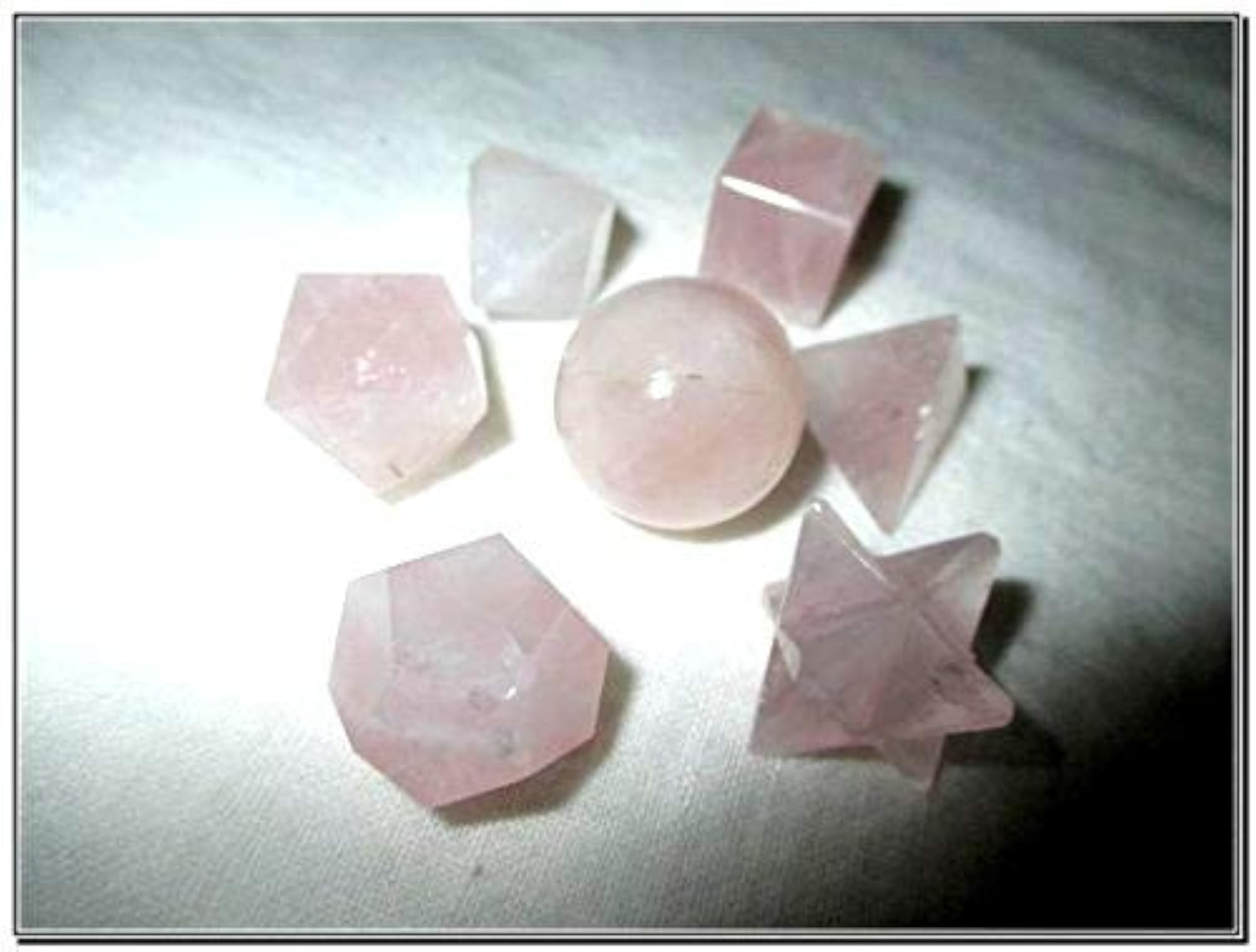 Rose Quartz Platonic Solids Sacred Geometric Set, 7 Pieces