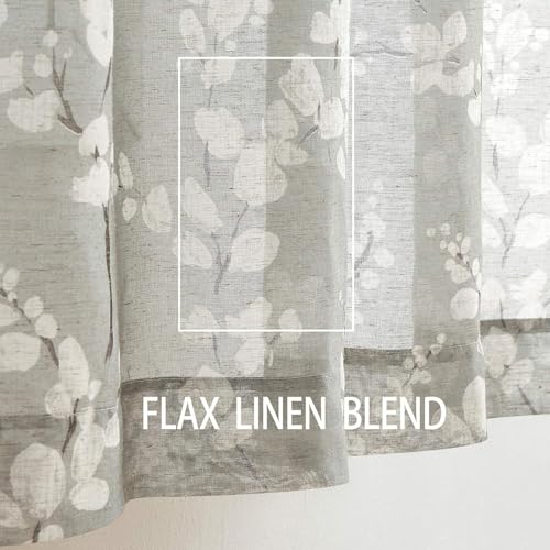 Image of BFAM Sheer Curtain with Floral Print, Premium Printed Sheer Drapes, Eyelet /Grommet Curtain for Living Room, Bedroom, Light Filtering Curtains, Grey Floral 12 Feet,Pack of 1 Curtain