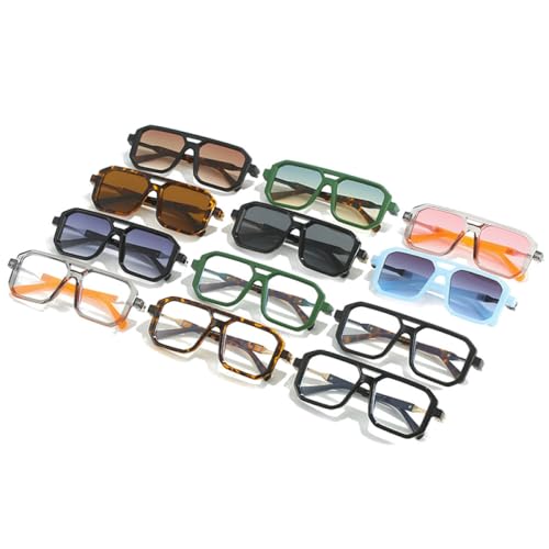 Lunettes de soleil à double ponts et verres polygonaux dégradés de mode - 5
