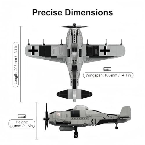 Aigidusansu WW2 Military Airplane Toy Building Sets, FW-190 Fighter Jet, Historically Accurate Aircraft Kits for Boys Age 8-12, for Girls Age 8-12, Military Fans, Adult by Aigidusansu - Image 3