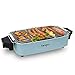 HengBo Elektrogrill Tischgrill Elektrisch, Balkongrill Elektro Indoor Grill Rauchfreier, Einstellbare Temperatur, Abnehmbares Design, Grillfläche 38 cm x 24 cm, für bis zu 5 Personen, 1800W, Hellblau