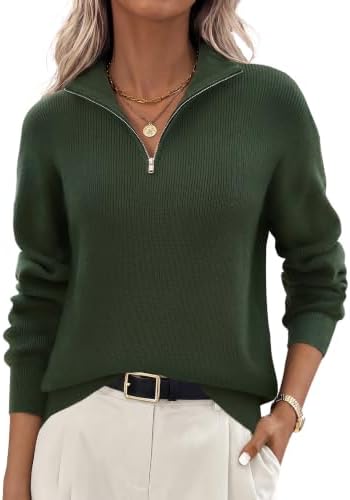 Zeagoo Womens Fall Long Sleeve Quarter Zip Sweaters Knit Pullover...