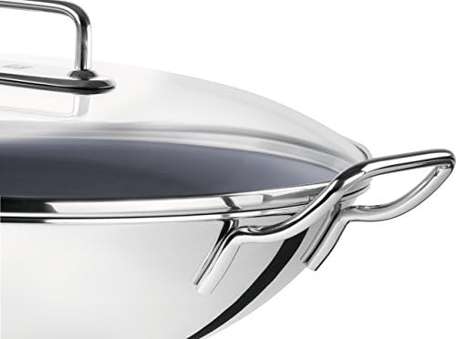 Zwilling Wok, Glass Lid and Removable Grid Insert, Incl. Long Handle, Suitable for Induction, Stainless Steel, Plus,Silver, Ø 32 cm