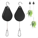 Kitwinney Retractable Plant Hanger - 2023 Upgrade Plant Pulleys for Hanging Plants, Easy to Raise and Lower, Suitable for Garden Flower Pots, Hanging Planter, Bird Feeder（Black, 2 PCS）