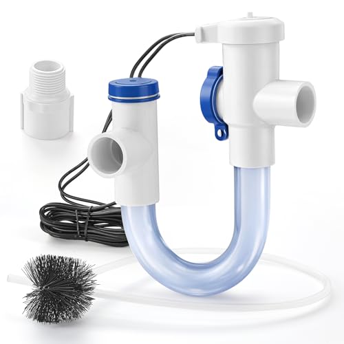 EZ Trap 83210 Float Switch Condensate Trap with Overflow Protection 3/4 PVC 1 Deep Replace RectorSeal U Trap Transparent P & J Trap for HVAC and Furnace (PVC Cap)