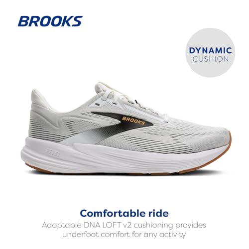 Brooks Brooks Men’s Revel 8 Neutral Running & Walking Shoe - White/Black/Oak Buff - 9 Medium