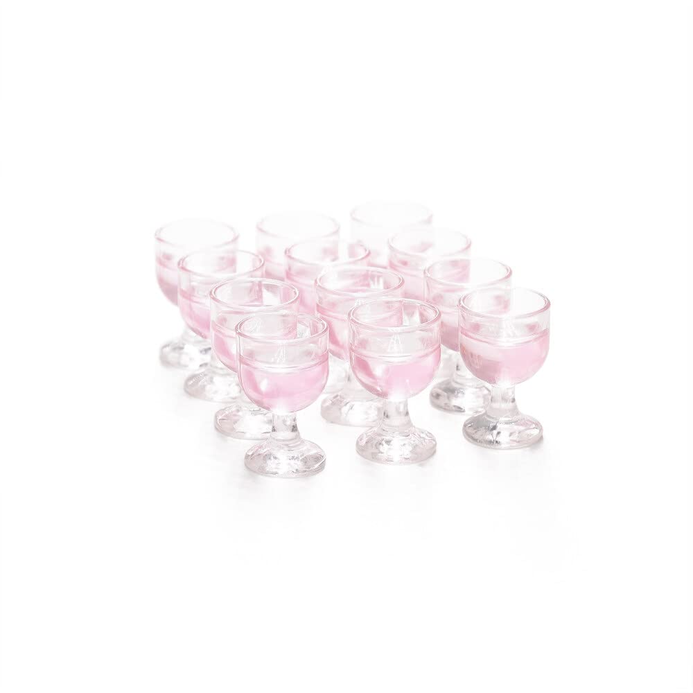 Odoria 1/12 Scale Dolls House Miniature Wine Glasses 12Pcs Dollhouse Accessories, Rose Wine