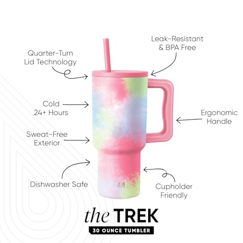 Image of Simple Modern 30 oz Trek Tumbler with Handle and Straw Lid | Cup Holder Friendly Insulated Stainless Steel Travel Mug | Kaleidoscope (Pack of 12)