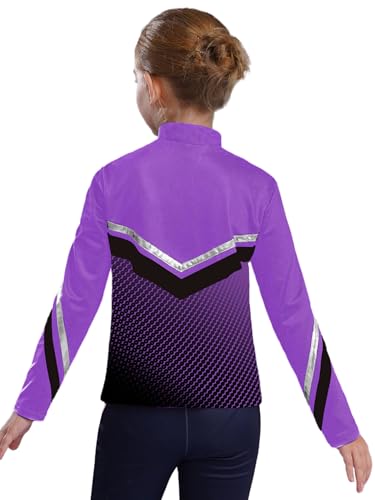 Kids Girls Gradient Dots Printed Long Sleeve Jacket Outerwear Color Block Zipper Figure Skating Sweatshirt2