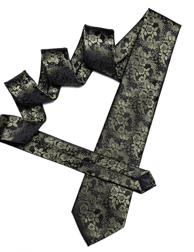 Image of Barry.Wang Men Tie Set Floral Paisley Silk Necktie Pocket Square Cufflinks Formal Wedding Party Business