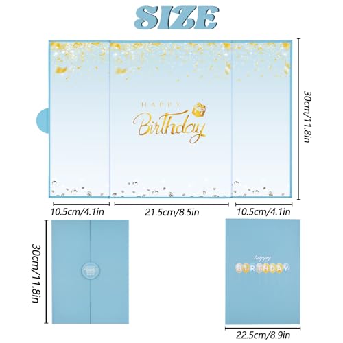 Image of Crenics Birthday Decorations for Women or Men, Dusty Blue and Gold Birthday Guest Sign in Book Alternative, Happy Birthday Signature Book 18 inch x 12 inch, Awesome Birthday Gifts for Girls Boys