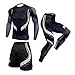 BOTCAM 3PCS Funktionsshirt Herren Fitnessanzug, Kompression Set Schnelltrocknend Funktionswäsche, Laufhose Tights Leggings Sport Shorts/Lange Sportbekleidung Set Elastische Trainingsanzug