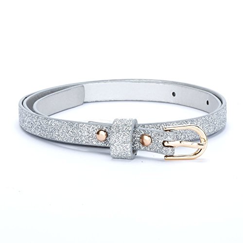 Ultra Skinny Sparkly Belt (M/L (8-14YR), Classic Silver)
