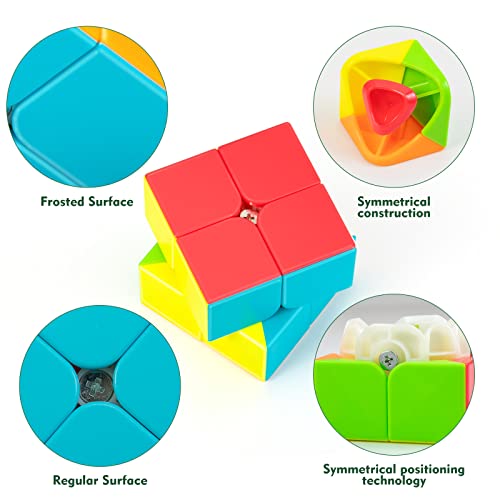 Image of Stickerless 2x2 Speed Cube with Stand & Guide for Kids & Adults | Smooth-turning STEM puzzle with display stand. Great for classrooms, travel, office desks, gifts and brain training.
