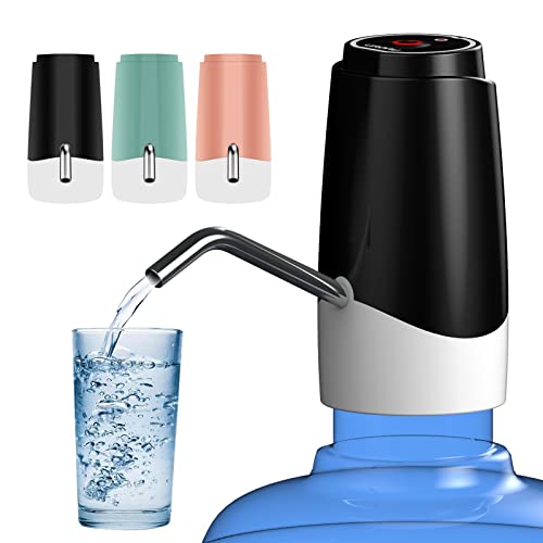 URORU Water Dispenser 5 Gallon ,Electric Drinking Water Pump Portable Water Dispenser Universal USB Charging Water Bottle Pump for 2-5 Gallon with 2 Silicone. Black…
