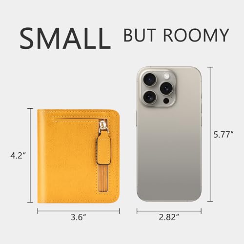 Image of Gostwo Small Wallet for Women, Slim Bifold Credit Card Holder, Compact RFID Blocking Cash Wallet, Billfolds Thin Leather Zipper Pocket, Mini Wallet Gift for Ladies Teen Girls Travel with ID Window