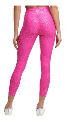 Calvin Klein Performance Women's Metallic-Print High-Waist 7/8 Length Leggings (Logo Line Berry, X-Large) #TOP3