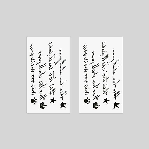 Oottati Small Cute Temporary Tattoo Bird Crown English Word Quote This Too Shall Pass (2 Sheets) #TOP1