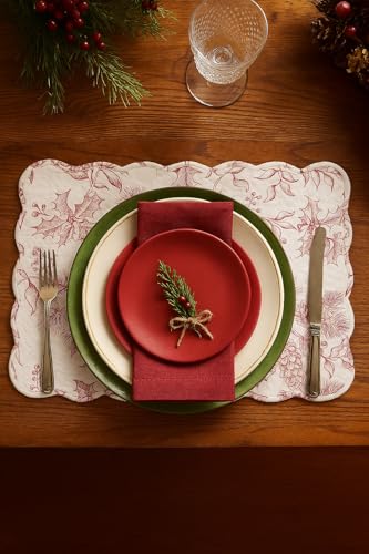 Image of Cardinal & Winter Branches Vintage 100% Cotton Set of 6 Placemats 13 inch x 19 inch