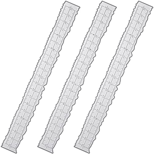 3 Pieces 8.4 Inches Irregular Edges Ruler Deckle Edges Ruler Measuring Embossing Cutting Dies Paper Tearing Ruler for Card Making Scrapbooking Craft Decor School Office Tools