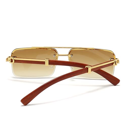 Mens Fashion Rimless Rectangle Sunglasses for Man Frameless Square Glasses Gradient Tinted UV400 Lens2