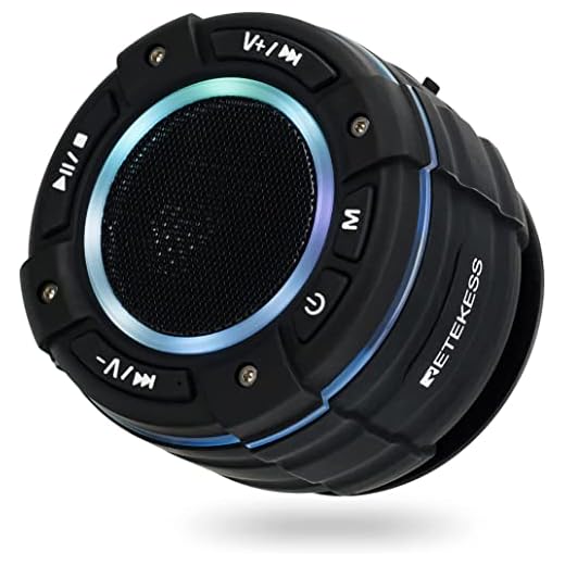 Retekess TR622 Shower FM Radio Waterproof, Bluetooth Shower Speaker, Support 5.0 Bluetooth and IP67 Waterproof for Pool, Shower, Beach, Boat (Black)