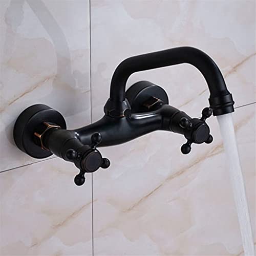 Wasserhähne, Waschtischmischer, Antiker Messing-Küchenmischer für Warm- und Kaltwasser, Wandmontage, Waschtischmischer, Schwenkauslauf, Waschtischmischer für Badezimmer und Küche Wasserhähne, Waschtischmischer, Antiker Messing-Küchenmischer für Warm- und Kaltwasser, Wandmontage, Waschtischmischer, Schwenkauslauf, Waschtischmischer für Badezimmer und Küche