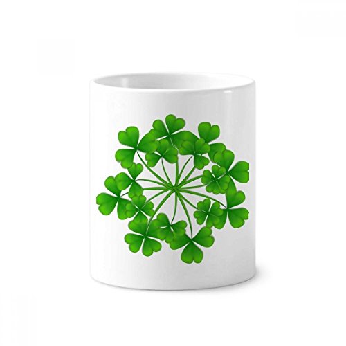 Porte-brosse à dents Trèfle à quatre feuilles en céramique blanche de 350ml pour Saint-Patrick