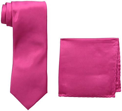 STACY ADAMS mens Satin Solid Set Necktie, Fuchsia, One Size US