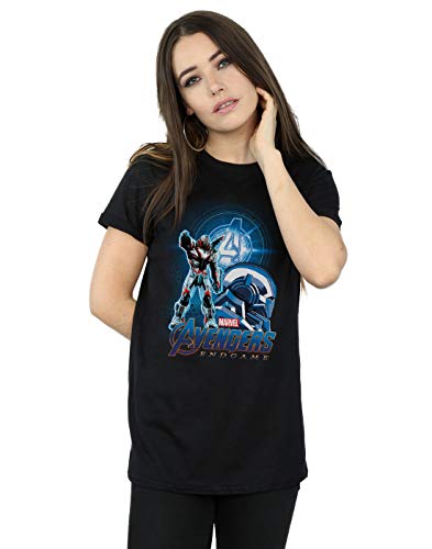 Image of Marvel Women's Avengers Endgame War Machine Team Suit Boyfriend Fit T-Shirt Black XXX-Large