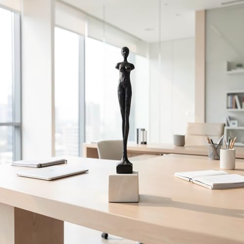 Escultura Abstracta de Hombre y Mujer estilo Giacometti con Base de Mármol miniatura 2