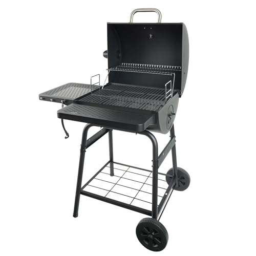 Image of Grill Boss 23 Inch Charcoal Barrel Grill with Adjustable Grate, Large Cooking Area, Black