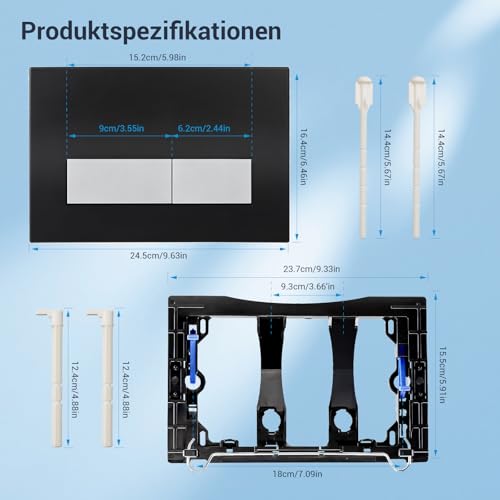 Mendorio WC Drückerplatte, kompatibel mit Geberit Sigma, UP300 & UP320 Serien Betätigungsplatten, mit Doppelspülung… – Ansicht 4