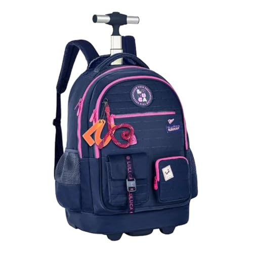 Volunder, Mochila Luluca Carrinho Grande Rodinha Notebook Escolar Cor:Azul