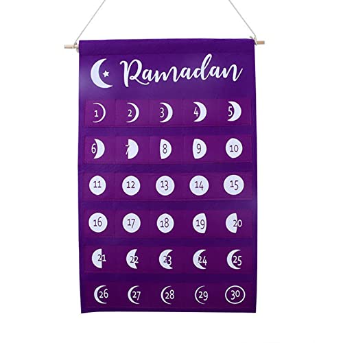 SANWOOD Calendrier de l'Avent en feutre avec surface lisse et motif lune - Blanc Cover