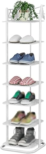 GRFIT Zapatero de entrada de 7 niveles para zapatos, estante vertical de tubo de acero resistente, zapatero alto de 38.58 pulgadas, organizador de