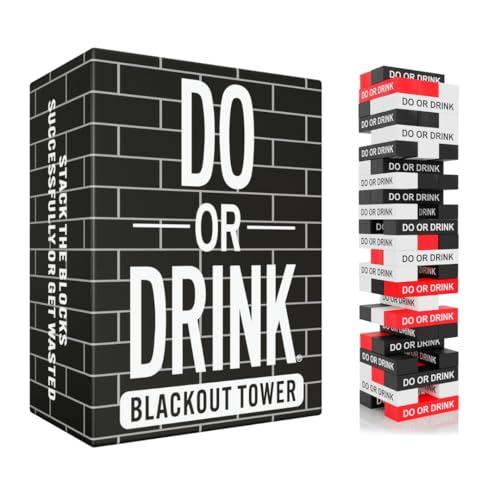 Do or Drink Blackout Tower Drinking Game - Adult Party Game with 54 Blocks and Challenges - Fun...