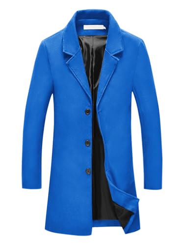 Lars Amadeus Men's Trench Coat Notch Lapel Single Breasted Classic Long Pea Coats Overcoat