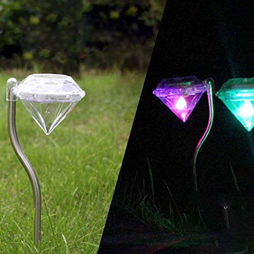 MMWW 4 luzes solares de LED – luz de estaca colorida em forma de diamante que muda de cor movida a e