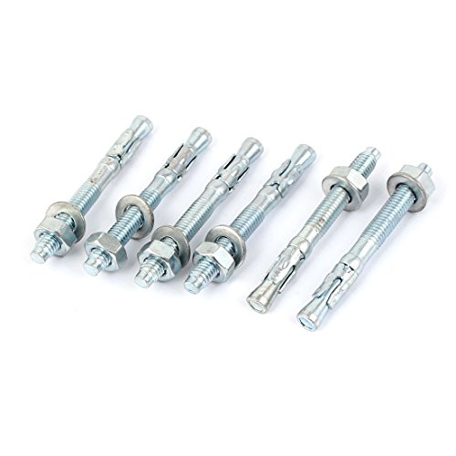 Aexit Blue Zinc Anchors Plated Screw Type Car Repair Expansion Bolt Stud Anchors M8x75mm 6pcs