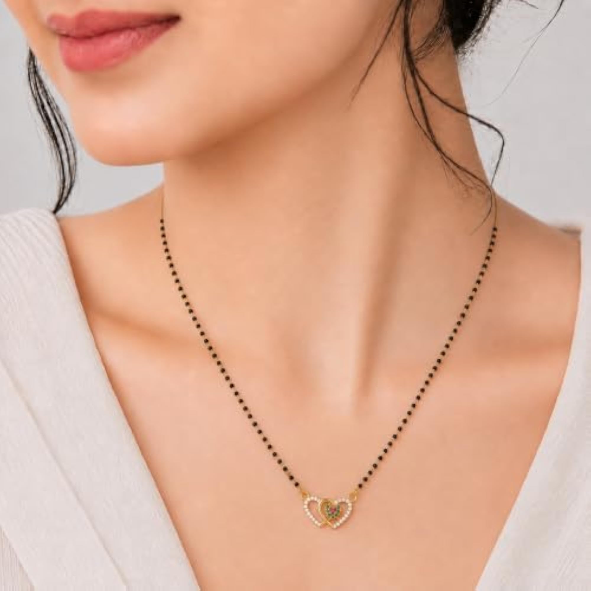 Valentine Heart Micron 18K Plated Beads Mangalsutra