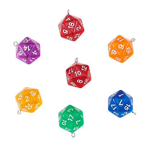 Airssory 20 Pcs Colorful 3D 20-Sided Faceted Game D20 Polyhedral Dice Charm Transparent Acrylic Plastic Small Pendants Bulk For Jewelry Making Keychain Diy #TOP1