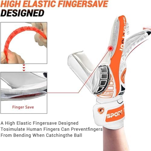 Sportout Goalkeeper Gloves with Fingersave, Breathable Soccer Goalie Gloves, 4mm Latex, for Kids, Youth and Adult - Image 3