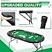 ECOTOUGE Poker Table Foldable, 8 Players Gaming Table w/Stainless Cup Holder & Portable Storage Bag, Folding Oval Blackjack Table for Texas Casino Leisure Game, No Assembly Required, Green