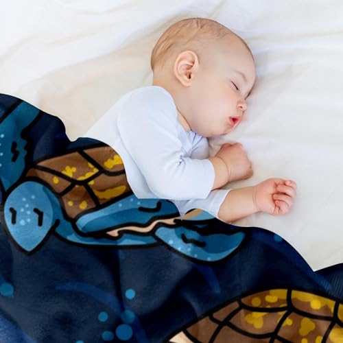 Couverture douce en molleton microfibre au design tortue et finitions premium - 7