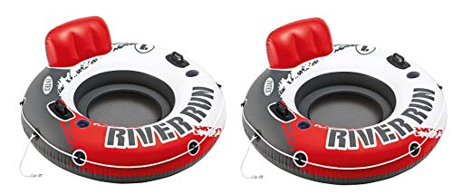 Intex River Run 1 53" Inflatable Floating Water Tube Lake Raft, Red (2 Pack)