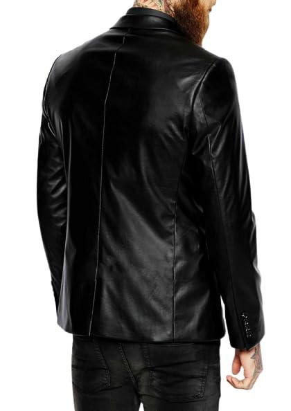 Black Men's Genuine Lambskin Blazer Two Button Slim Fit Coat Real Leather Jacket2