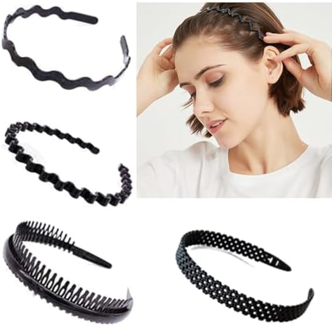 Healeved Metall-Haarreifen – 3 Stück, Rutschfeste Wellen-Design, Elastisch, Unisex