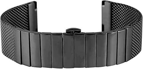 Bracelet en acier inoxydable maille solide de 18mm à 24mm avec boucle papillon - 4